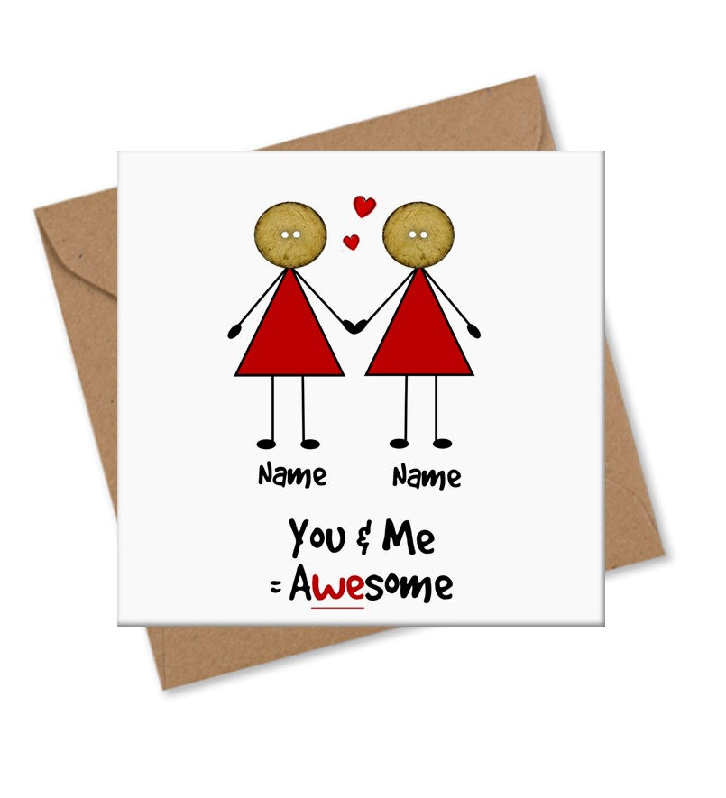 female gay relationship love valentine partner card
