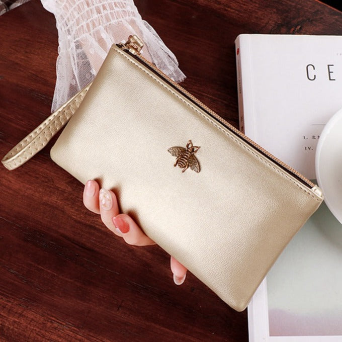 Gold Bee Clutch Wristlet Bag