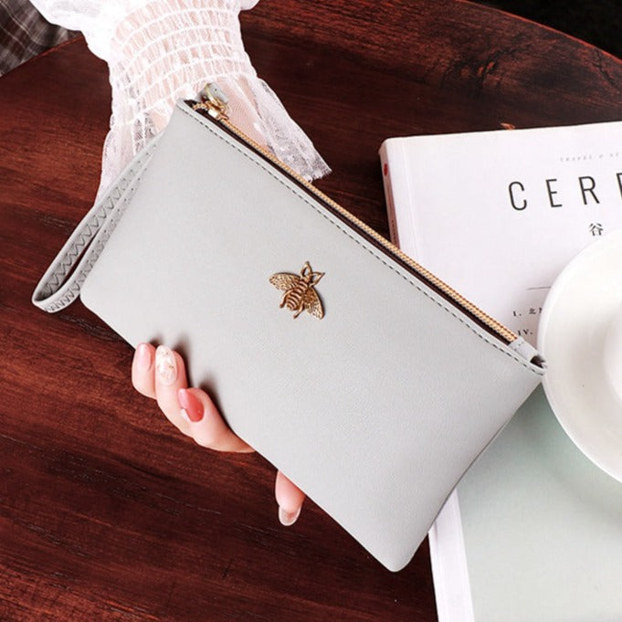 Grey Bee Clutch Bag