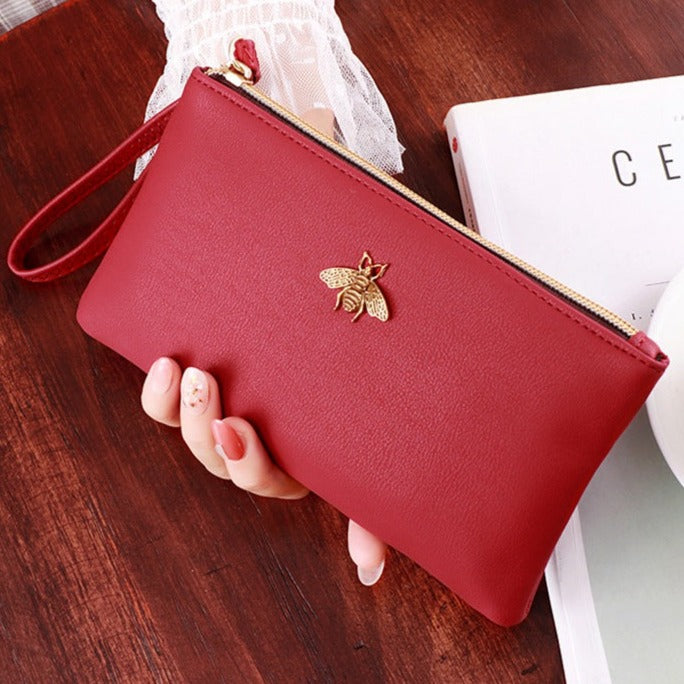 Red Bee Clutch Wallet Purse